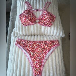 Floral Gingham Ring Bikini | Retro Ditsy Flower Swimsuit | Size XL | NWOT